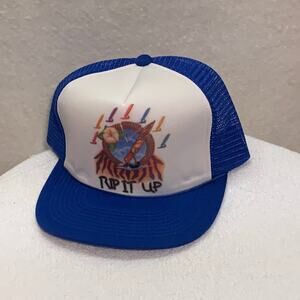 Vintage Segal "RIP IT UP" Men's Snapback Trucker Hat Navy Blue preowned